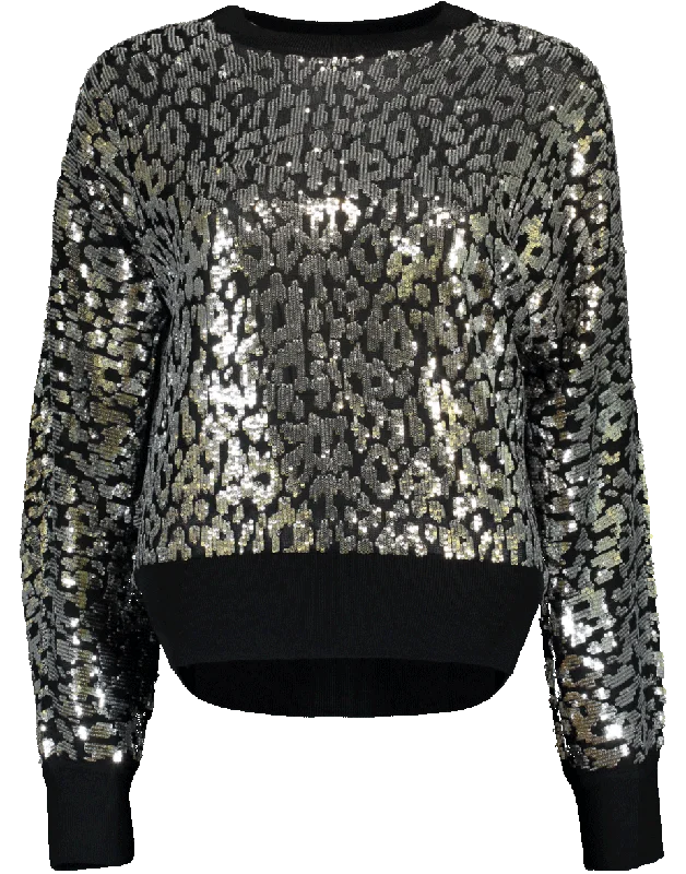 Leopard Paillette Pullover