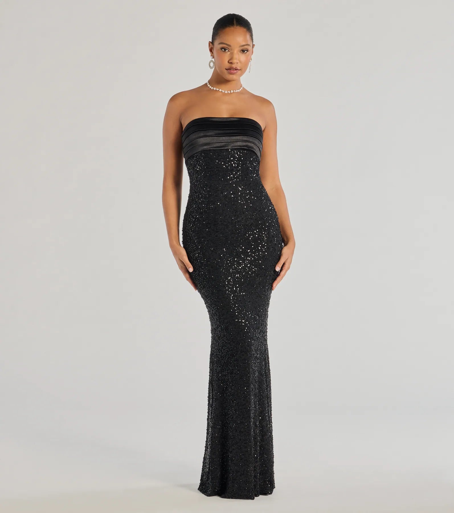 Stacey Strapless Sequin Beaded Mermaid Dress