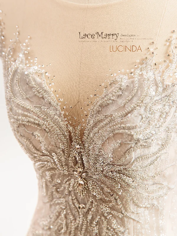 LUCINDA / Illusion Neckline Embellished Wedding Dress