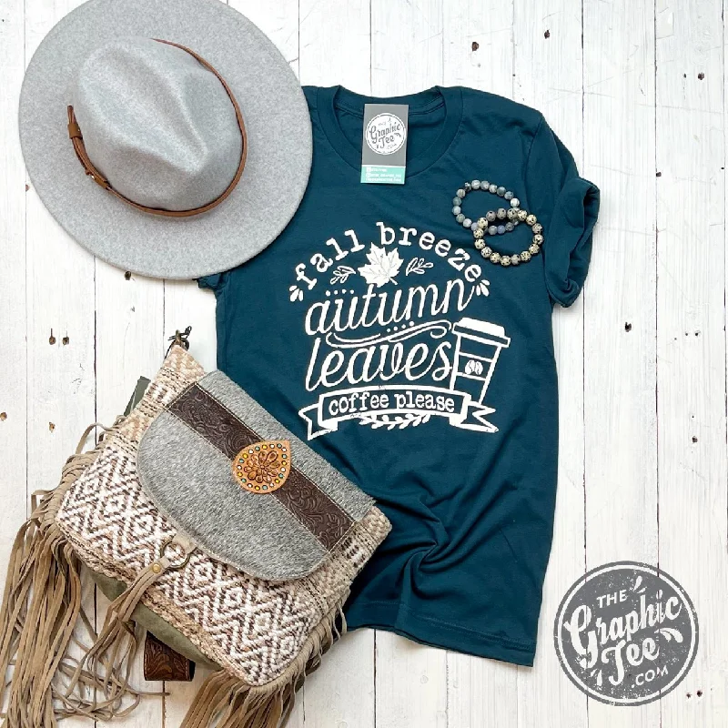 Fall Breeze, Autumn Leaves, Coffee Please Short Sleeve Tee