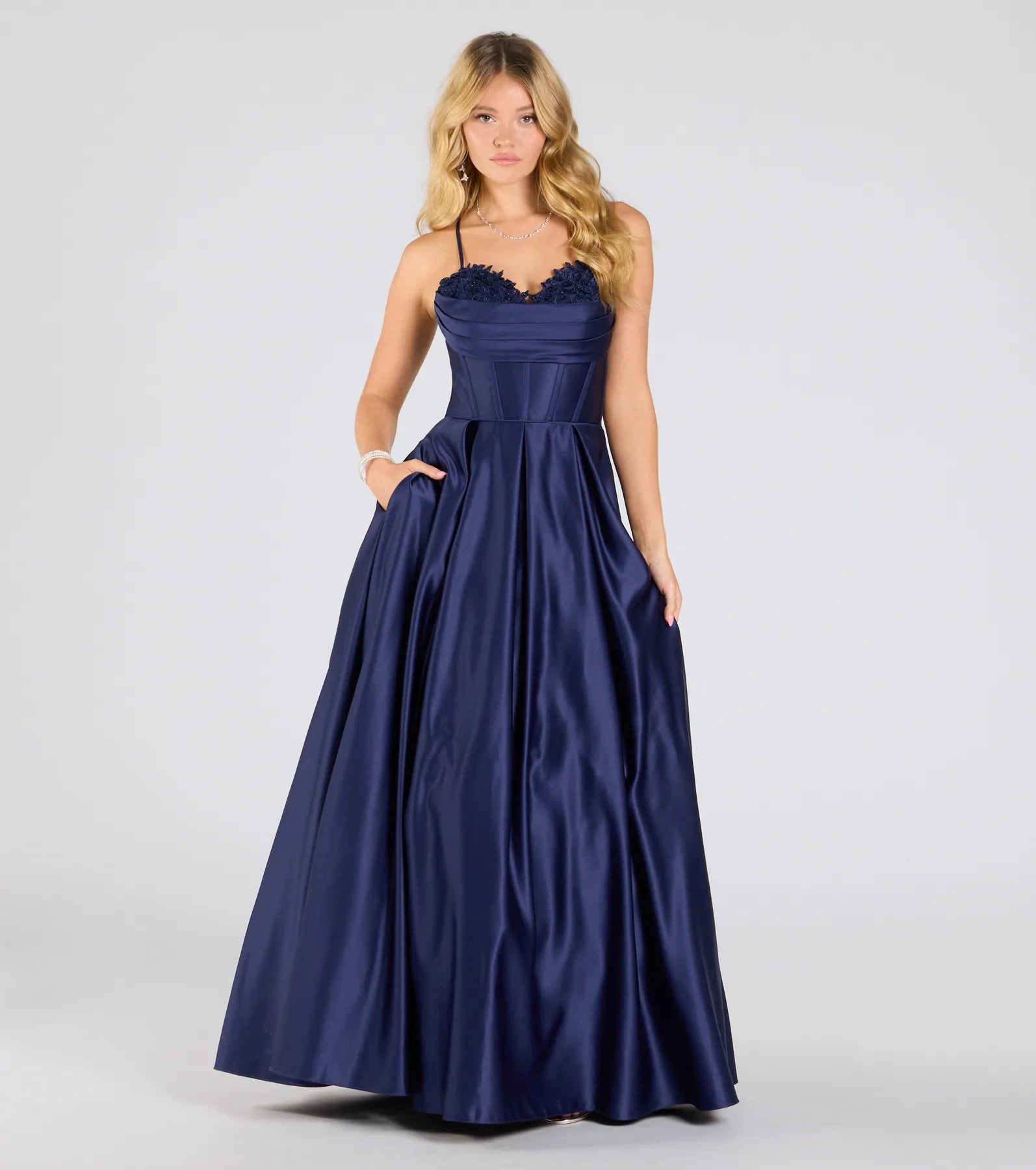 Tessa Corset Lace-Up A-Line Satin Ball Gown