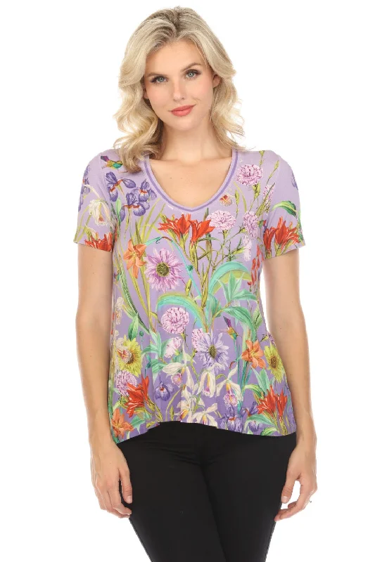 Johnny Was The Janie Daphne Favorite Short Sleeve V-Neck Swing Tee Boho Chic T17524