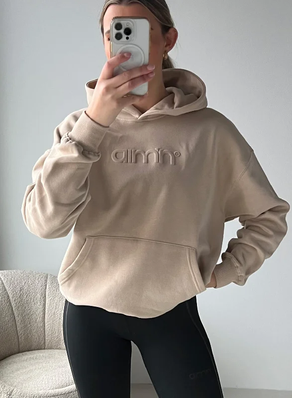 Beige Oversized Logo Hood