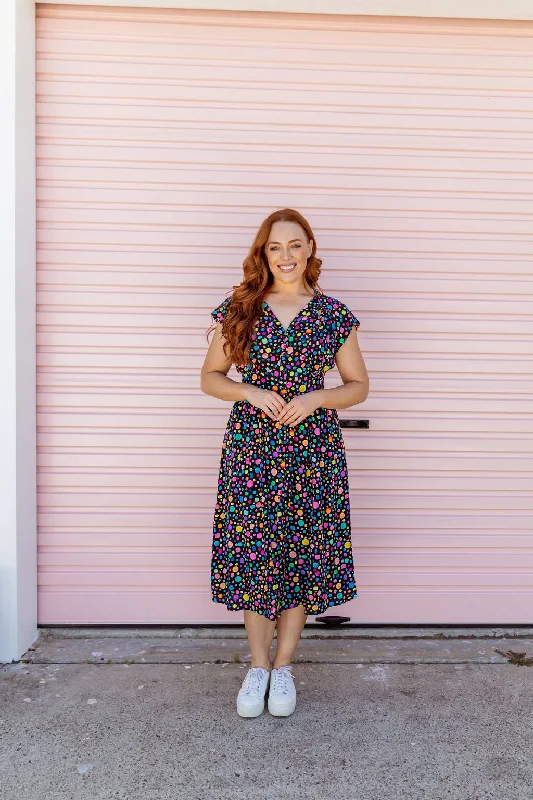 Aurora Midi Dress in Black Pebble by Kasey Rainbow