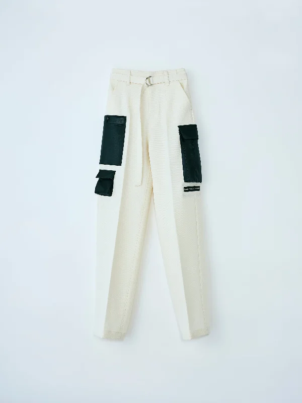 FAKE LEATHER 8POCKET PANTS OFF WHITE