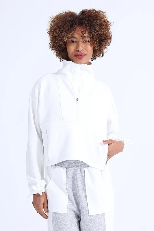 White Modal Zip Sweatshirt