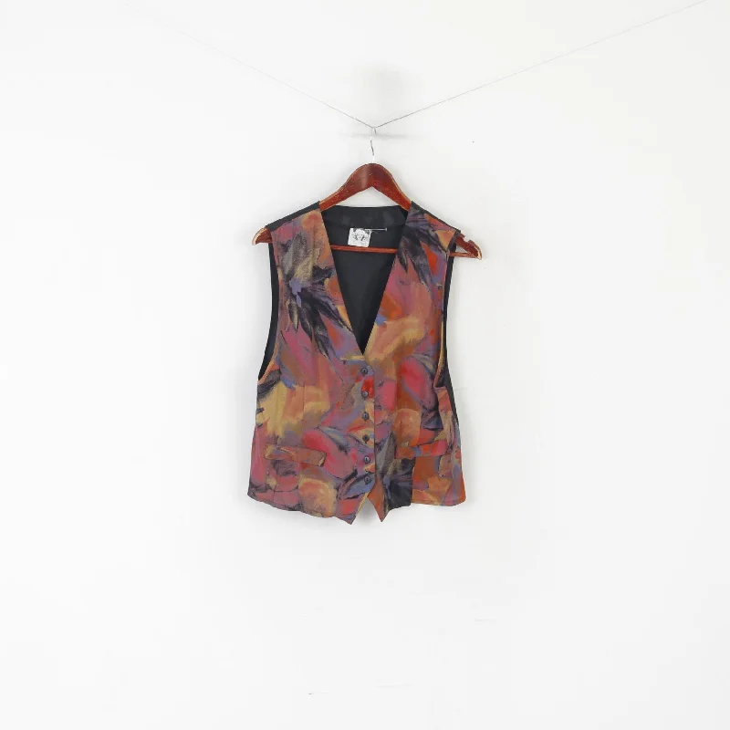 Sue Ellen Women 42 M Waistcoat Colorful Abstract Vintage Shiny Viscose Vest