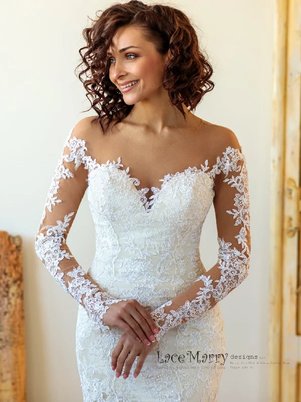 Exquisite Long Lace Sleeves Design Wedding Dress