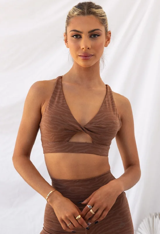 Twist Sports Bra - Chocolate Zebra