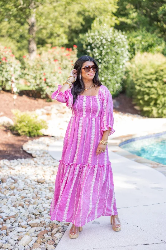 Boho Charm Pink Maxi Dress