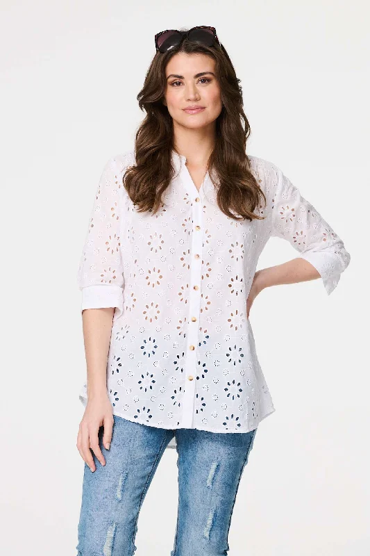 Broderie Anglaise 3/4 Sleeve Shirt