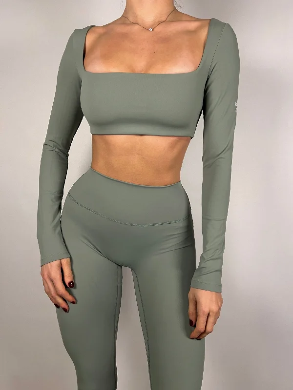 Sage Green Square Neck Timeless Crop