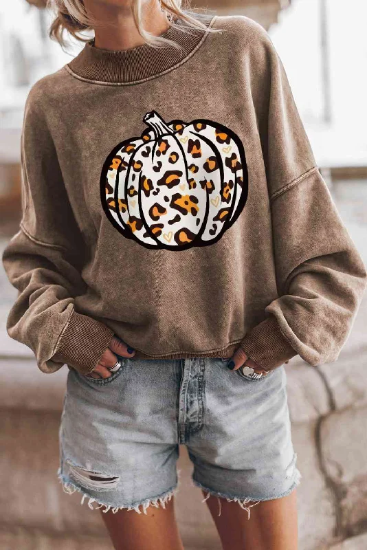 TastyHottie - Round Neck Dropped Shoulder Pumpkin Graphic Sweatshirt