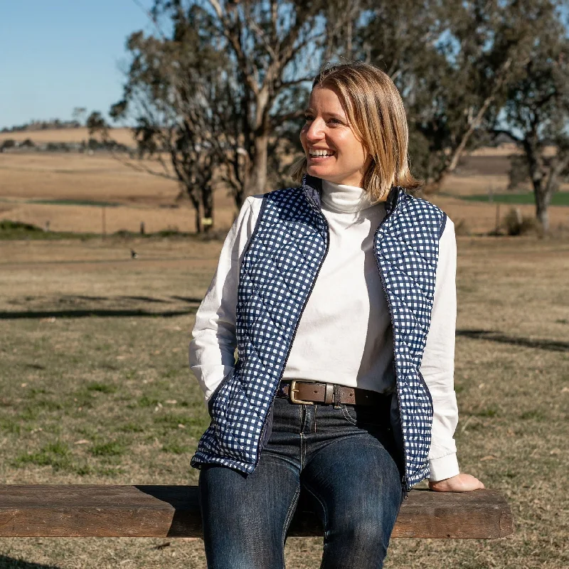 Ladies Navy/White Gingham Vest