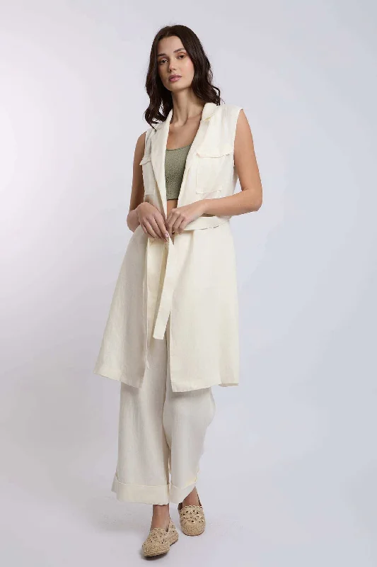 Women Regular Fit Vest - Off White