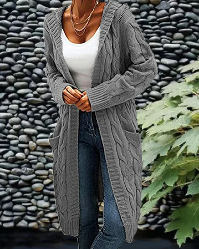 BerryBetty - Casual Long Solid Color Cardigan