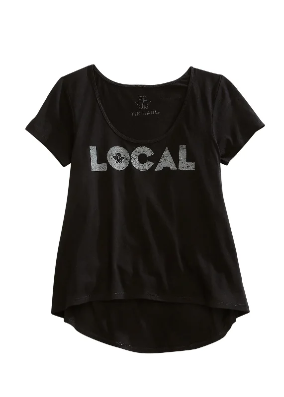 Tin Haul Womens Distressed Local Black 100% Cotton S/S T-Shirt