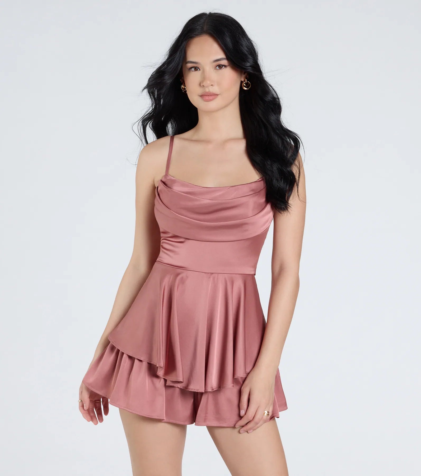 Adorable Allure Satin Skater Romper