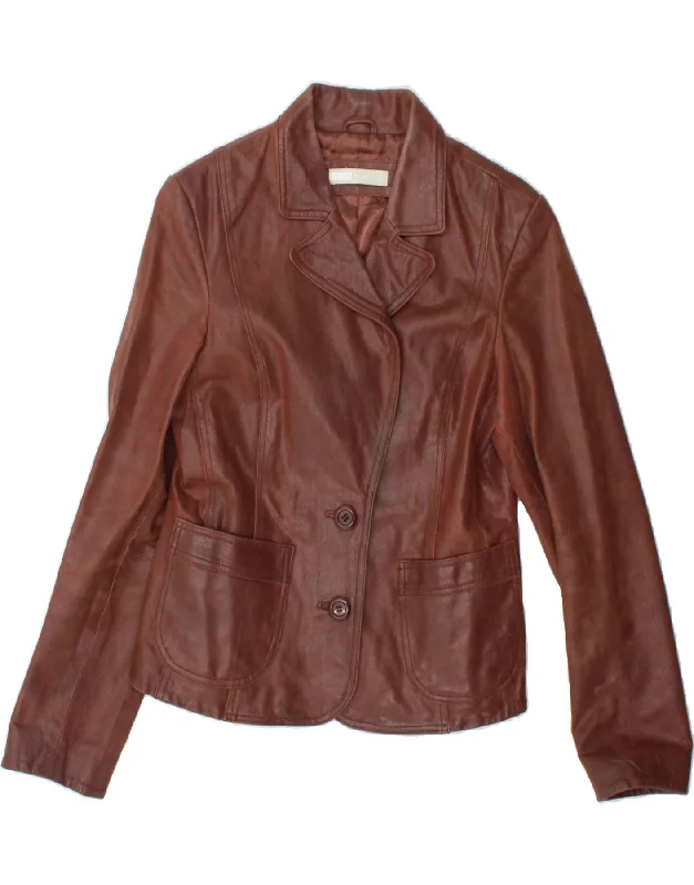 A.WEAR Womens Leather Jacket UK 12 Medium Brown Leather