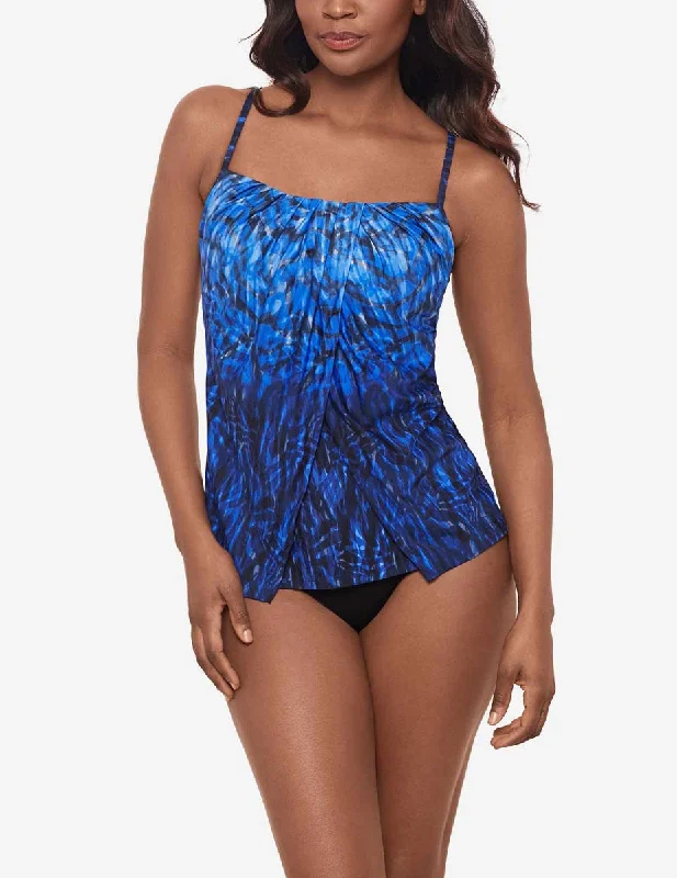 Miraclesuit Swimwear Paka Black and Blue Mayan Jubilee Tankini Top 6566287