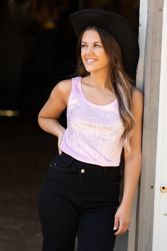 Baby Pink Tank With Rhinestone Detail