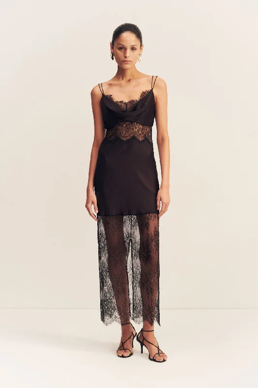 LABYRINTH LACE MAXI DRESS - BLACK