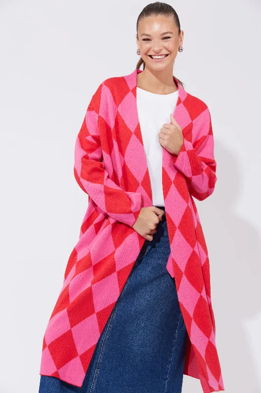 Casablanca Lurex Cardigan - Chilli/Pink