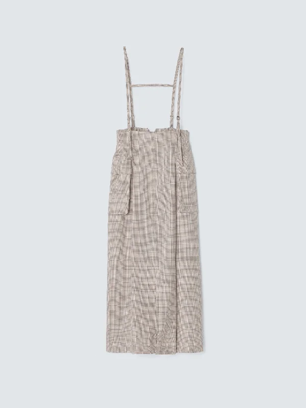 SUMMER WOOL SUSPENDER SKIRT CHECK