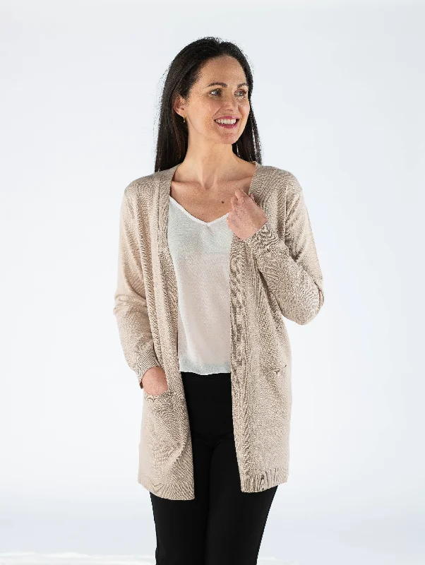 Textured Panel Edge To Edge Cardigan - CA29764 - Stone