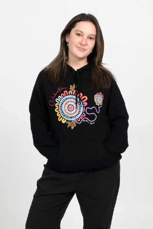 Celebration Black Cotton Blend Women's Hoodie