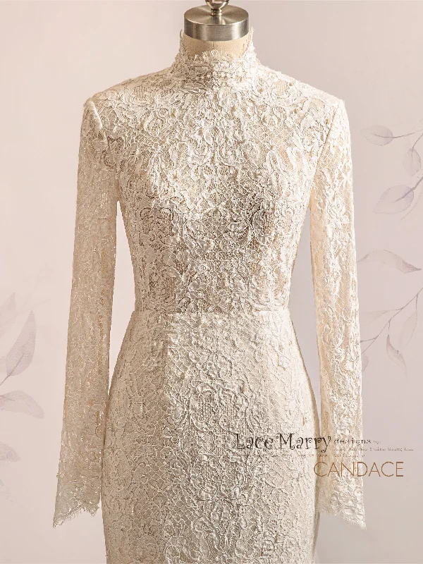 CANDACE / Turtleneck Full Lace Wedding Dress