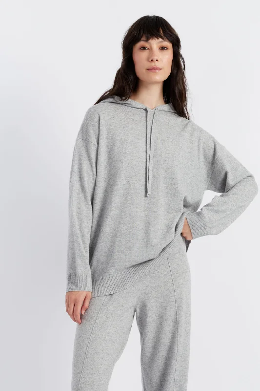 Light-Grey Wool-Cashmere Relaxed Hoodie