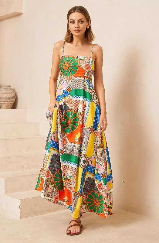 Frida Multi Colour Print Maxi Dress