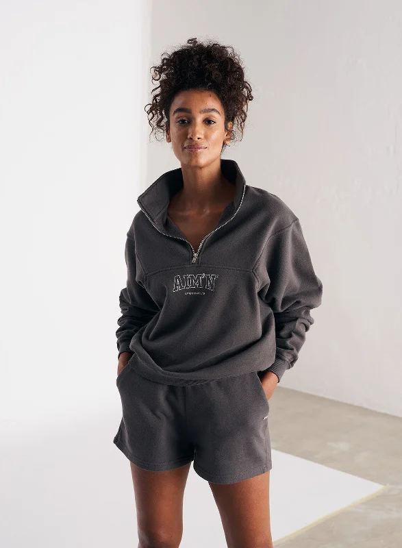 Shadow Grey College Sweat Half Zip