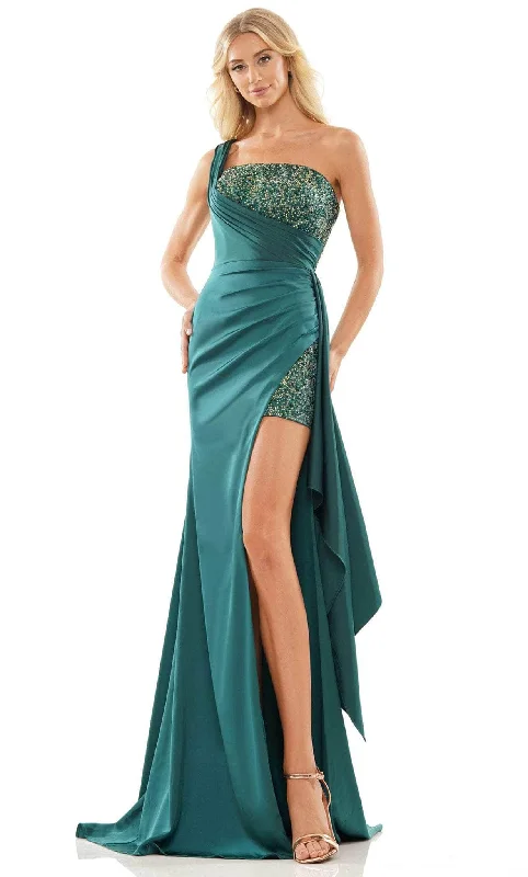 Colors Dress 2865 - One-Sleeve Embellished Prom Gown