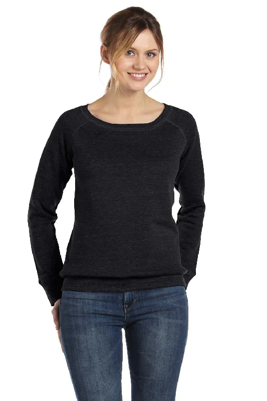 Bella + Canvas Womens Sponge Fleece Wide Neck Sweatshirt - Black - Closeout