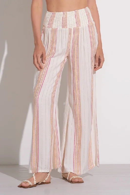 Blossom Gauze Stripe Pant in White Pink