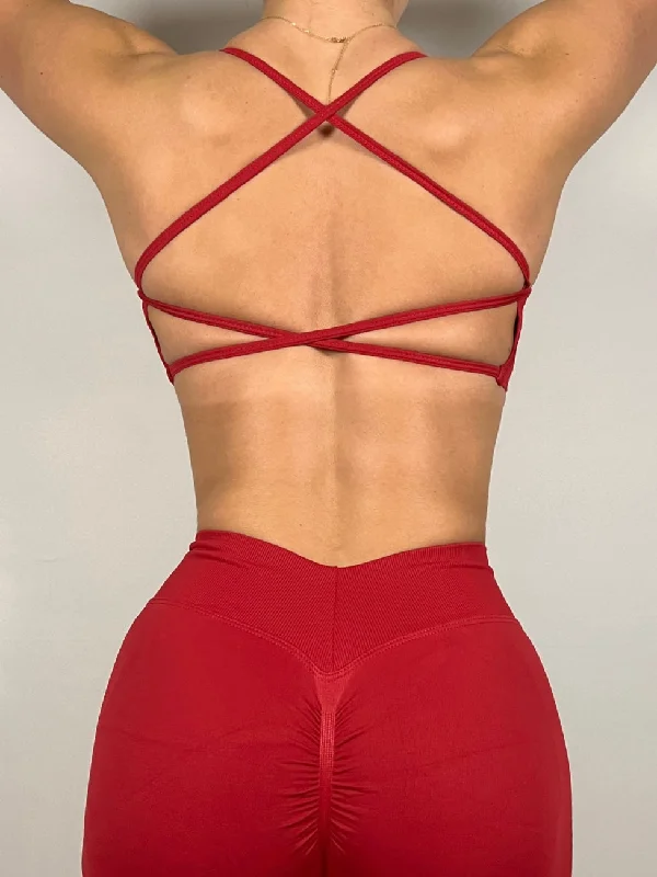 Cherry Red Seamless Backless Bra