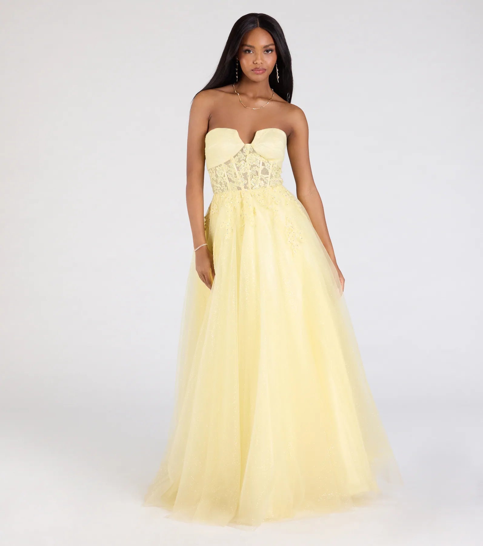 Gwen Strapless Corset A-Line Glitter Ball Gown