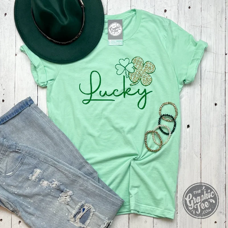 Lucky Gold Cheetah Shamrock Short Sleeve Tee