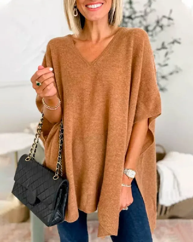 BerryBetty - Elegant v-neck Pullover Sweater