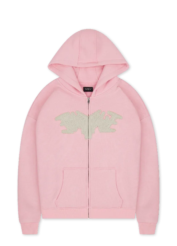 PATCH ZIP HOODIE PINK