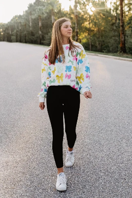 Multicolored Coquette Bows Printed All Over Sweatshirt