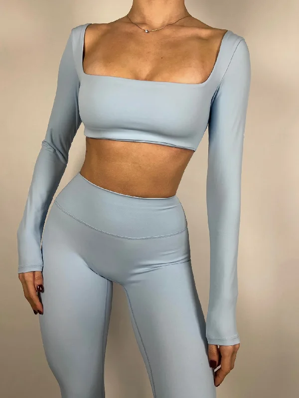 Ice Blue Square Neck Timeless Crop