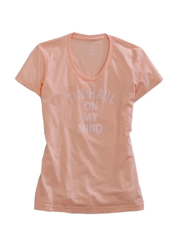 Tin Haul Womens On My Mind Peach Cotton Blend S/S T-Shirt