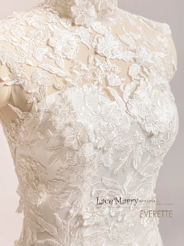 EVERETTE / Illusion Turtleneck Lace Wedding Dress