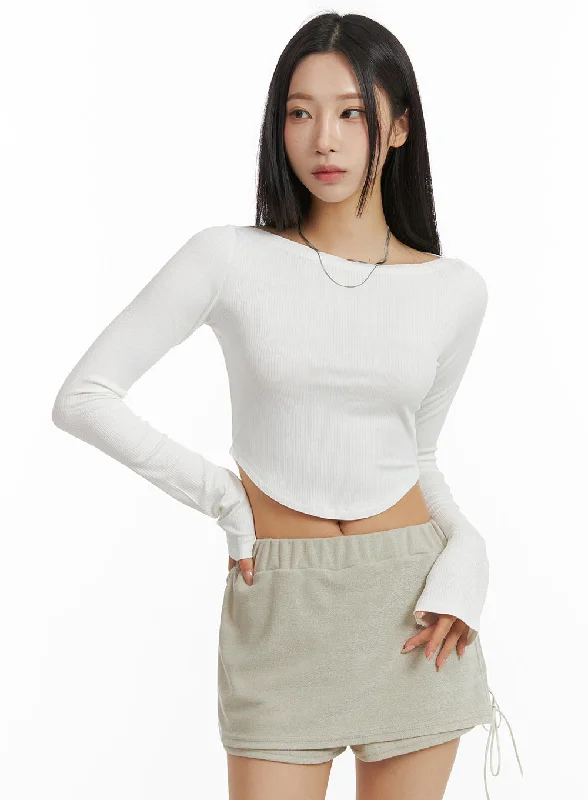 Slim Fit Long Sleeve Crop Top CJ408