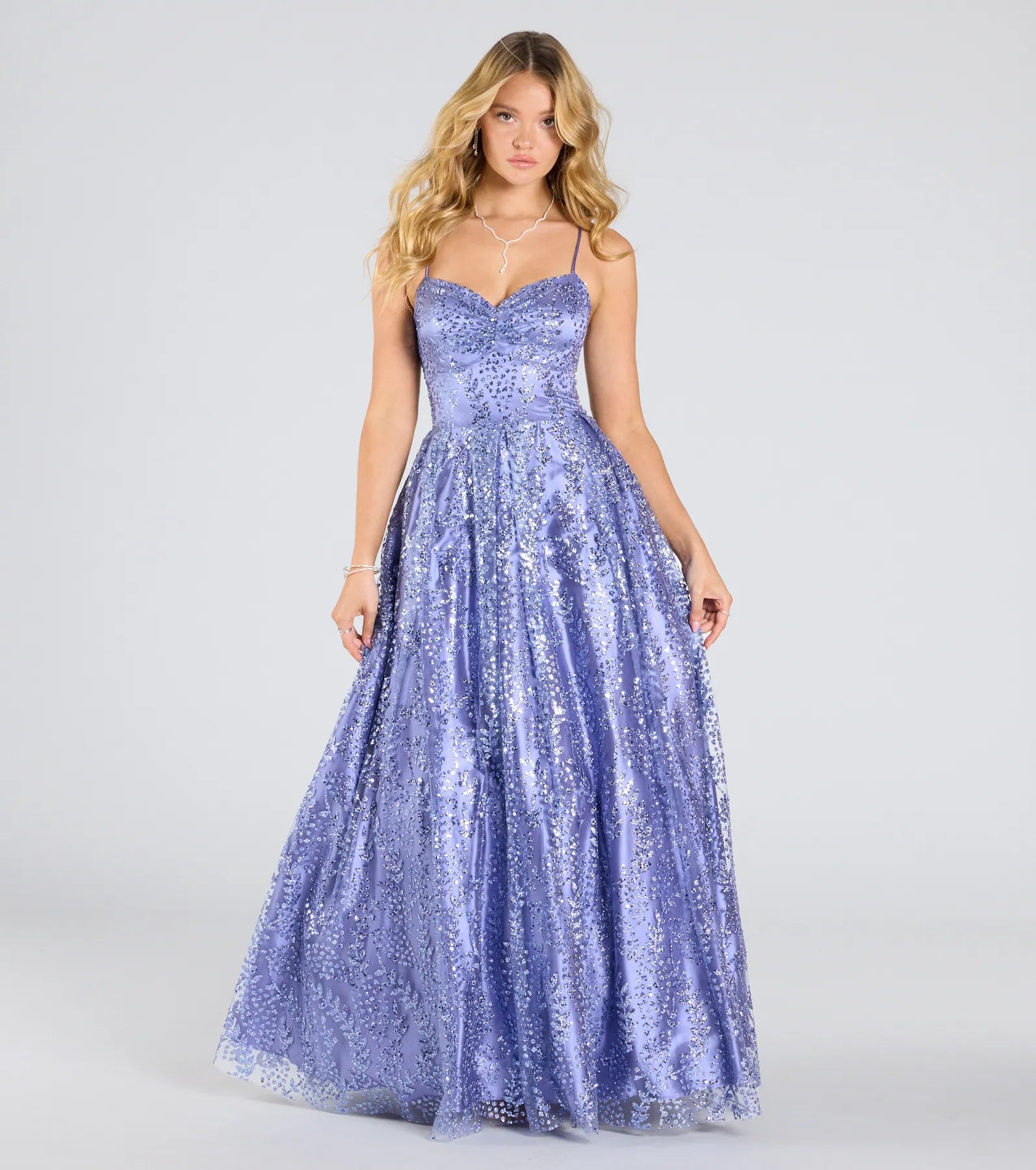 Elsie Glitter Tulle Lace-Up Ball Gown