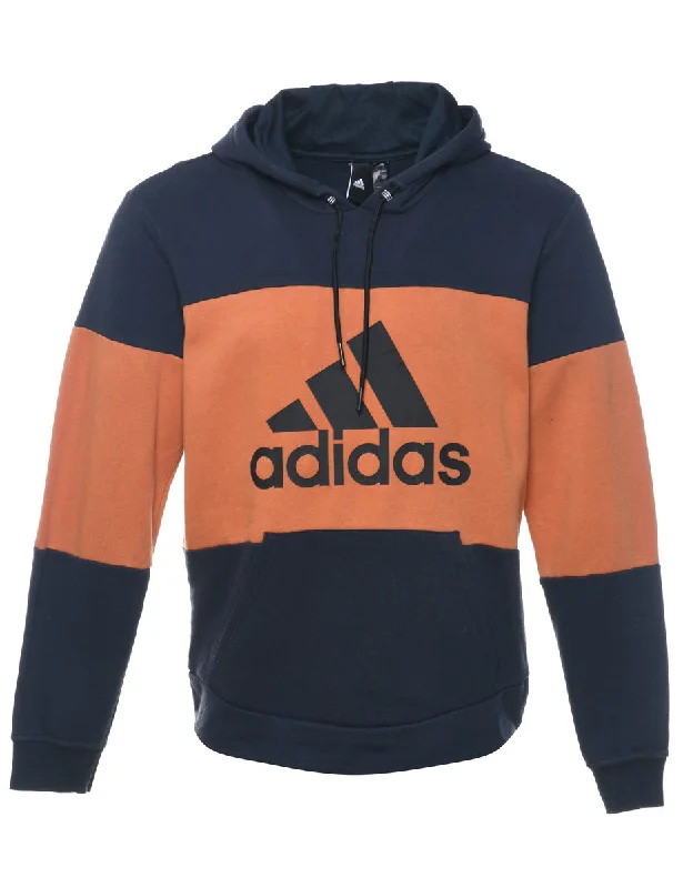 Adidas Navy & Orange Contrast Hoodie - S