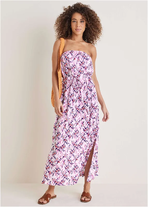 Strapless Maxi Dress  - Pink & Purple